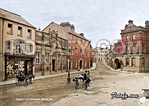A 1900's photo of English Street and Abbey Street in Armagh city that has been wonderfully restored, colourised and HD enhanced.