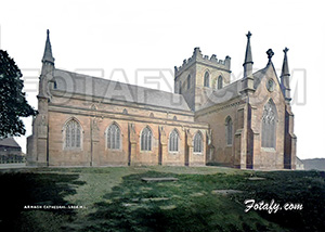 This is a beautifully restored 1900's image of the COI Cathedral, Armagh