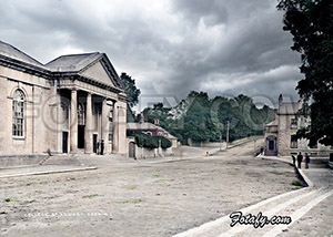 This is a beautifully restored early 1900's image of Armagh couthouse and College Hill.