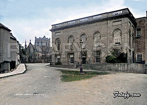 This is a beautifully restored early 1900's image of Armagh Robinson Library with St Patrick's COI Cathedral in the background.